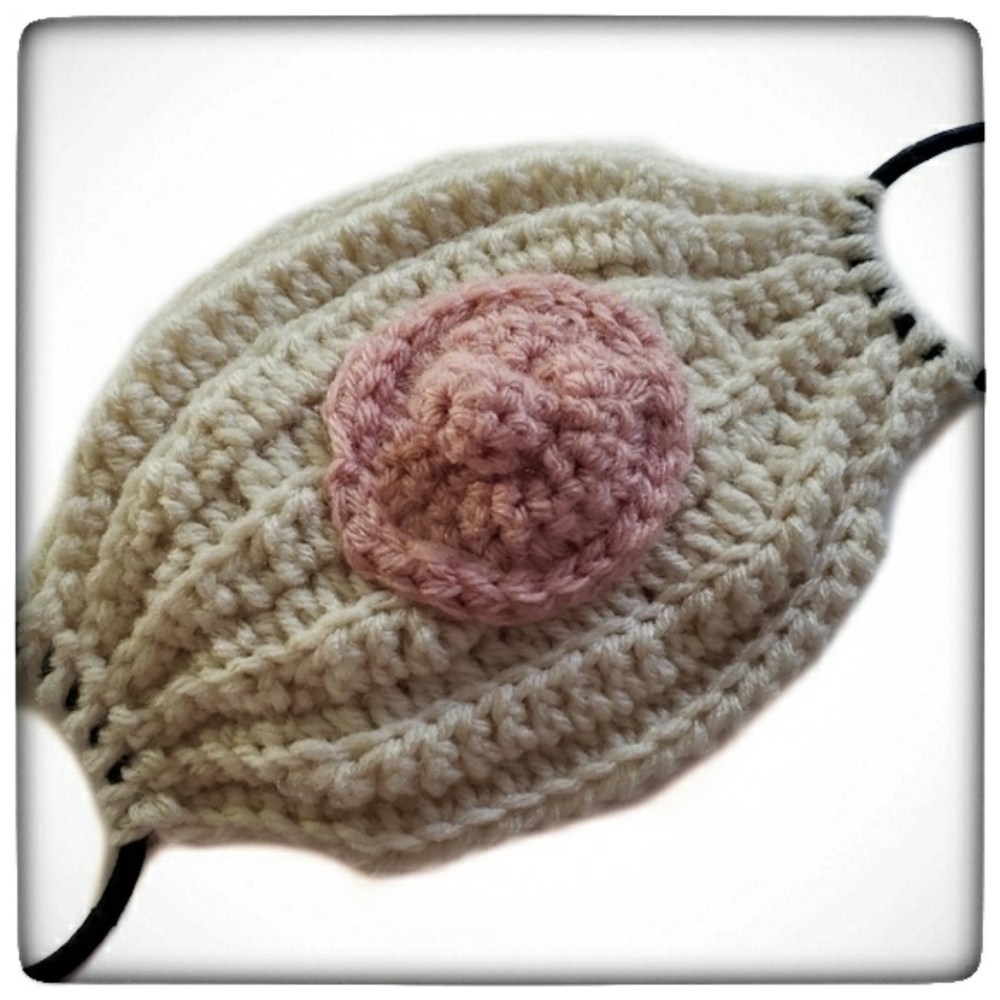 Adult Boob Face Mask Hand Crocheted Double Lined